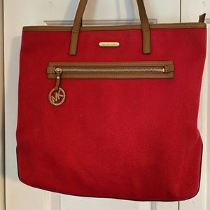 Michael Kors Large Red Canvas Tote